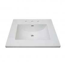 Fairmont Designs TC3-2522W8 - 3cm (1-1/4'') 25'' White Ceramic Top - 8'' widespread