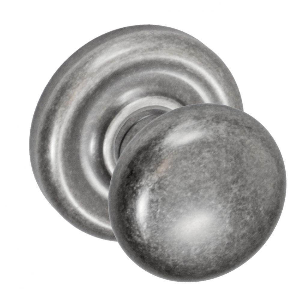 Half-Round Knob with Contoured Radius Rose Passage Set in Antique