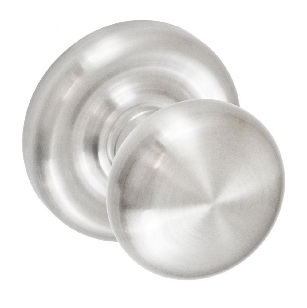 Half-Round Knob with Contoured Radius Rose Privacy Set in Brushed