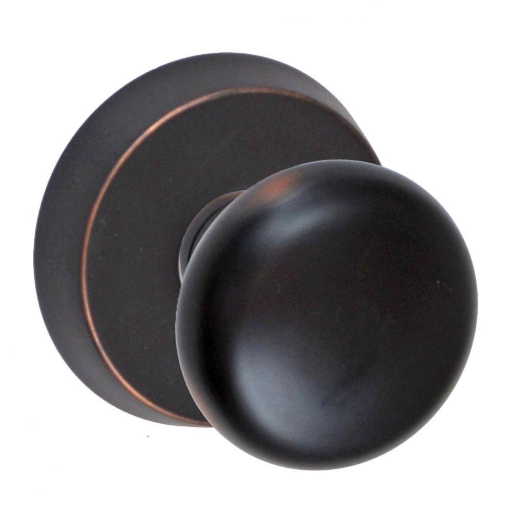 Half-Round Knob with Beveled Round Rose Passage Set in Oil Rubbed