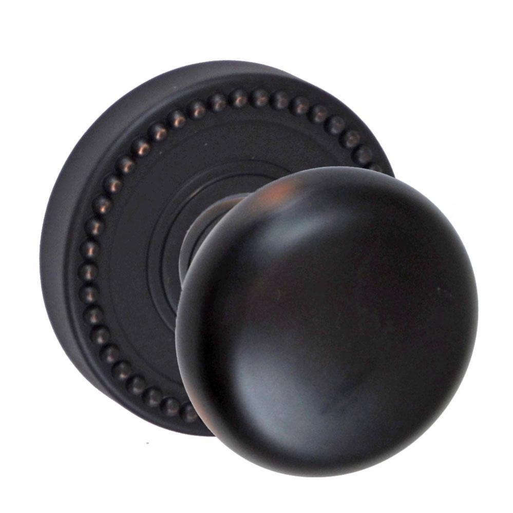 Half-Round Knob with Beaded Rose Dummy Single in Oil Rubbed