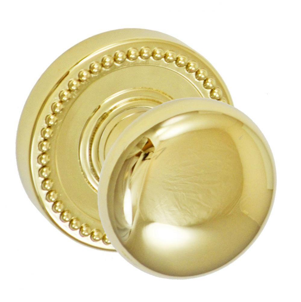 Half-Round Knob with Beaded Rose Privacy Set in PVD