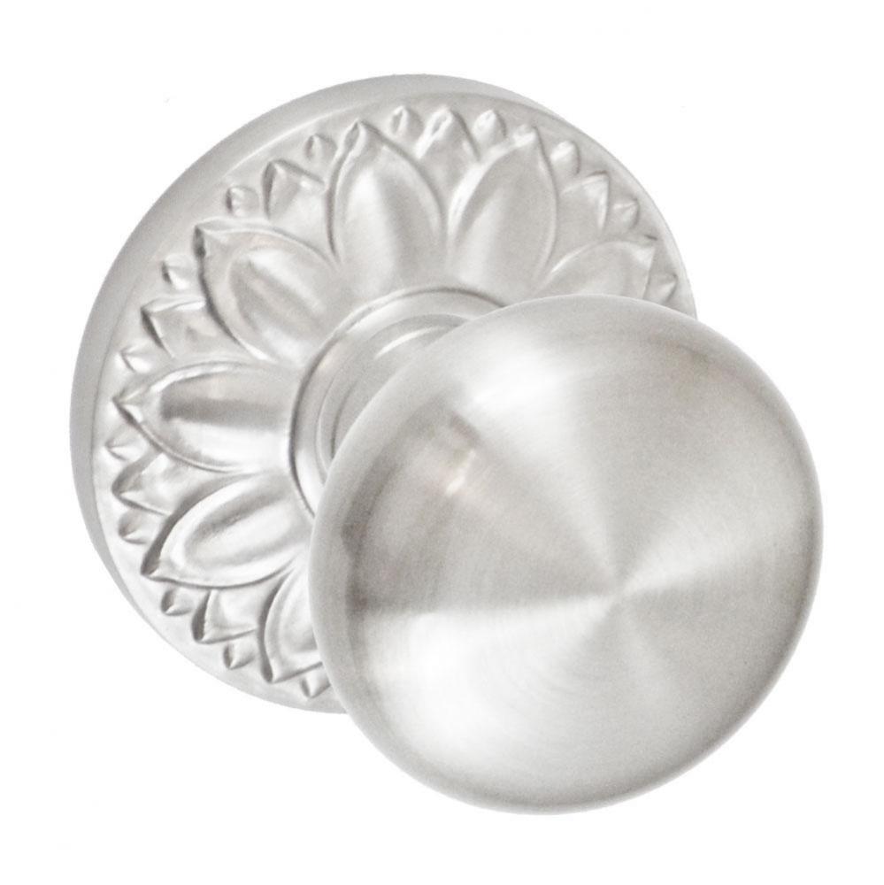 Half-Round Knob with Floral Rose Dummy Single in Brushed