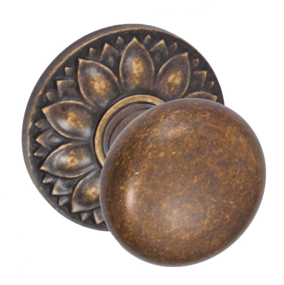 Half-Round Knob with Floral Rose Dummy Single in Medium