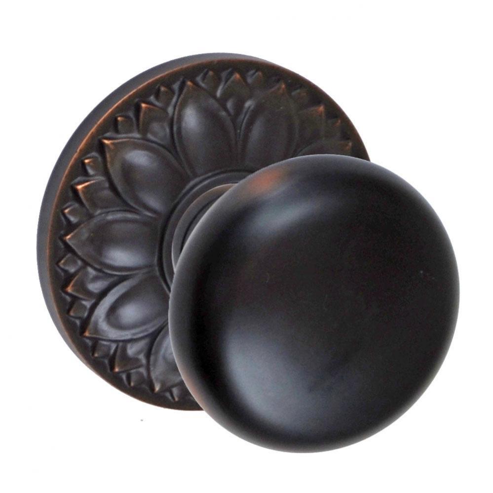 Half-Round Knob with Floral Rose Dummy Single in Oil Rubbed