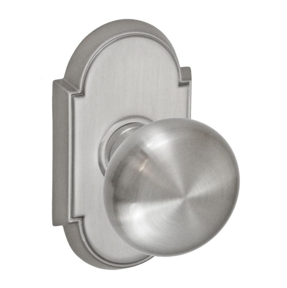 Half-Round Knob with Tarvos Rose Privacy Set in Brushed
