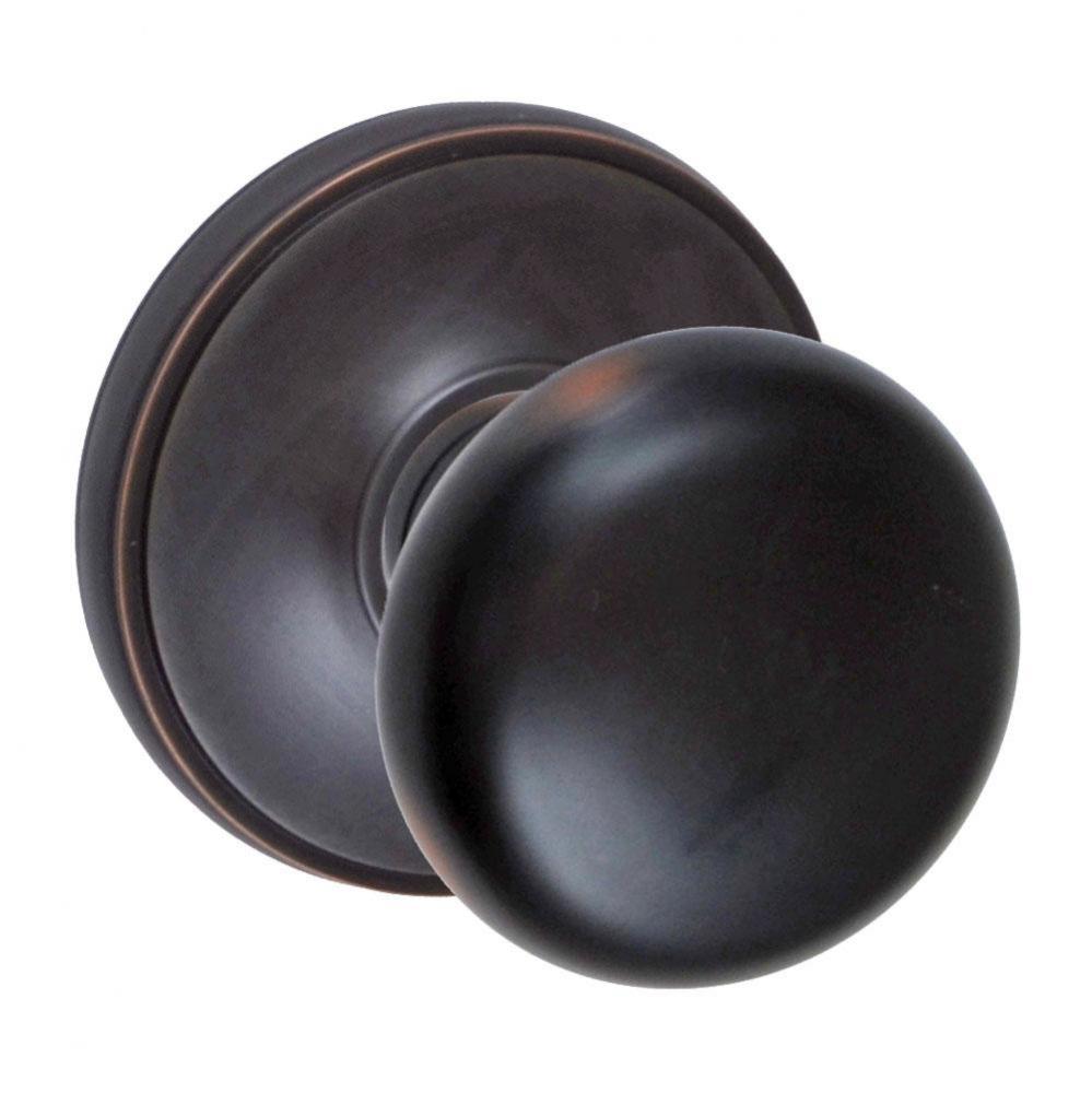 Half-Round Knob with Cambridge Rose Passage Set in Oil Rubbed