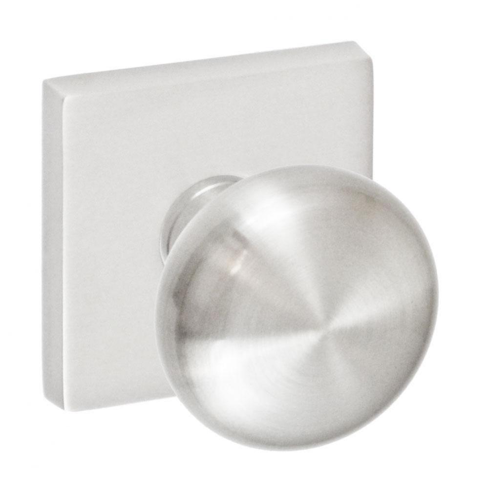 Half-Round Knob with Square Rose Passage Set in Brushed