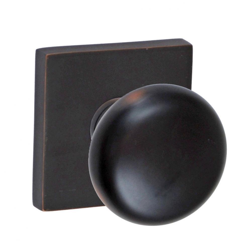 Half-Round Knob with Square Rose Dummy Single in Oil Rubbed