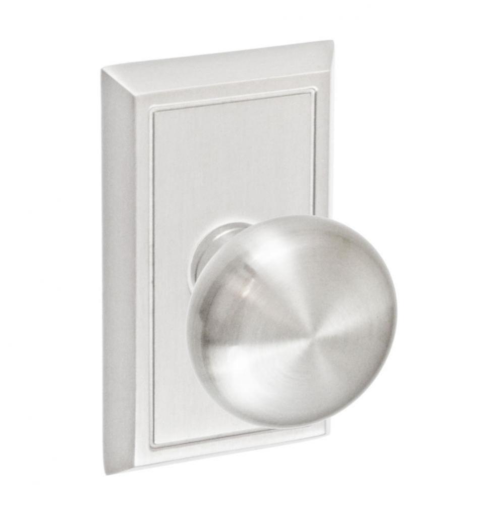 Half-Round Knob with Shaker Rose Privacy Set in Brushed