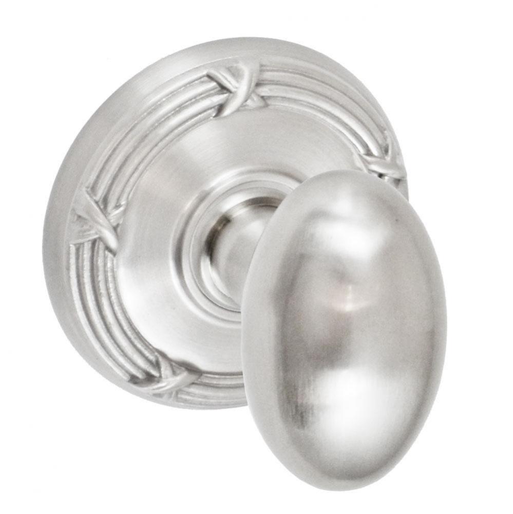 Egg Knob with Ribbon and Reed Rose Privacy Set in Brushed