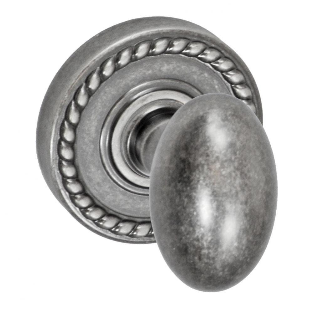 Egg Knob with Rope Rose Privacy Set in Antique
