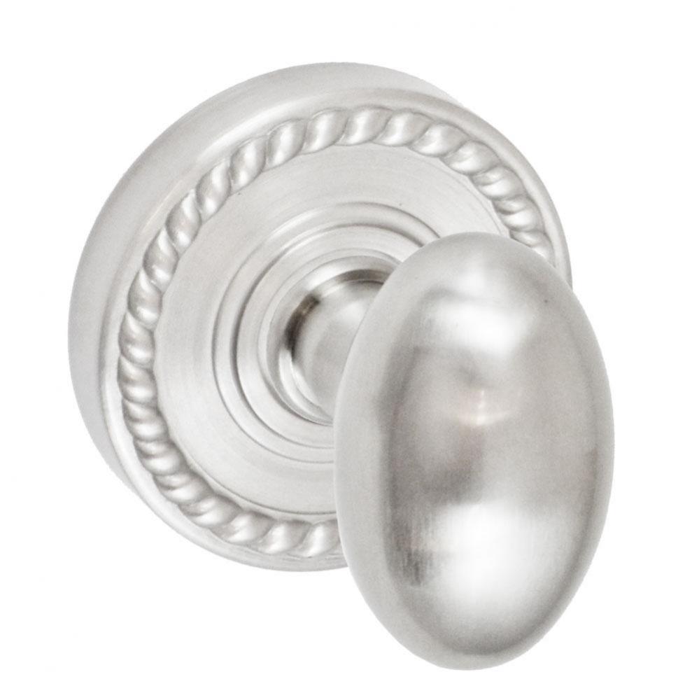 Egg Knob with Rope Rose Passage Set in Brushed