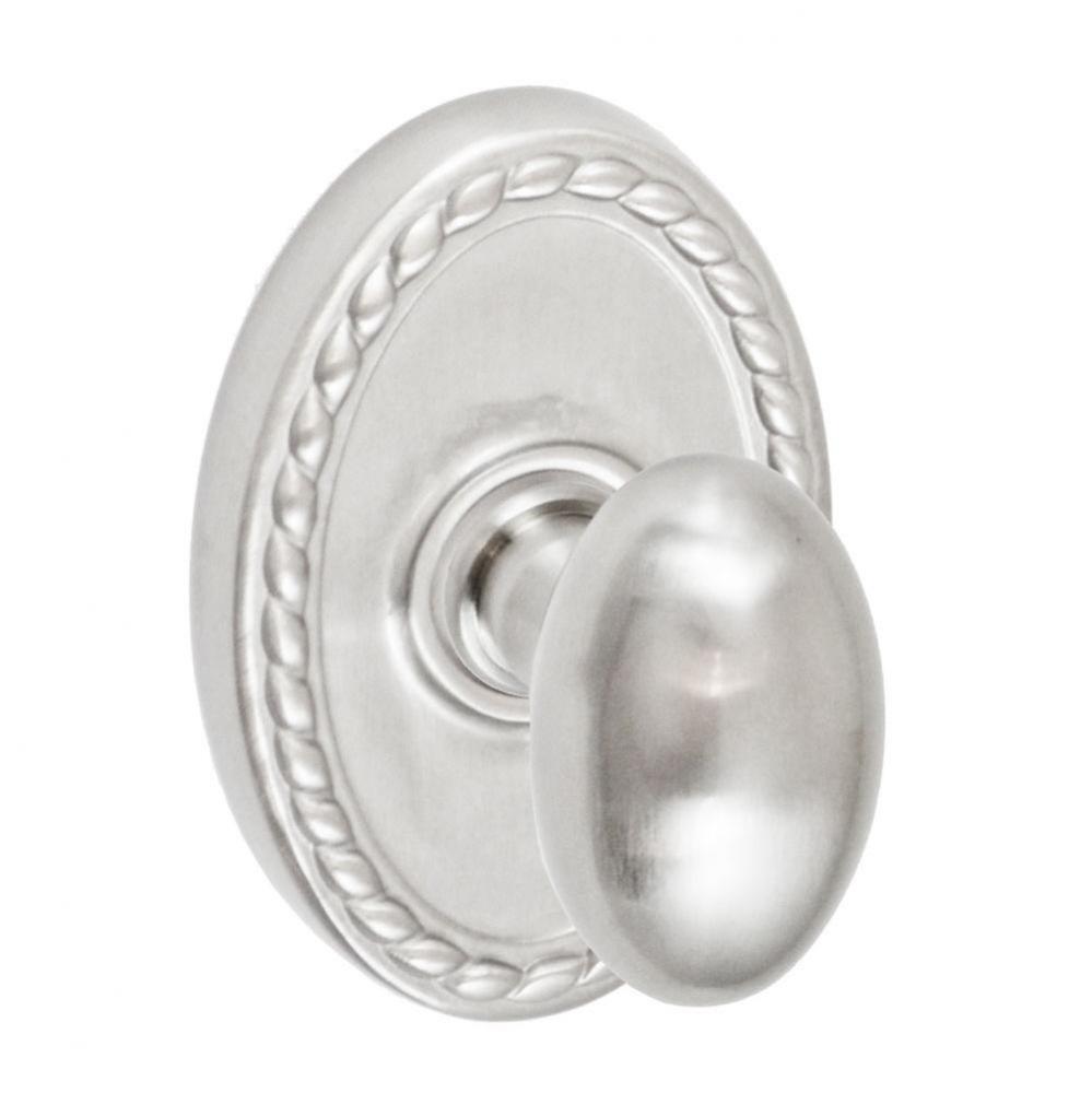Egg Knob with Oval Rope Rose Privacy Set in Brushed