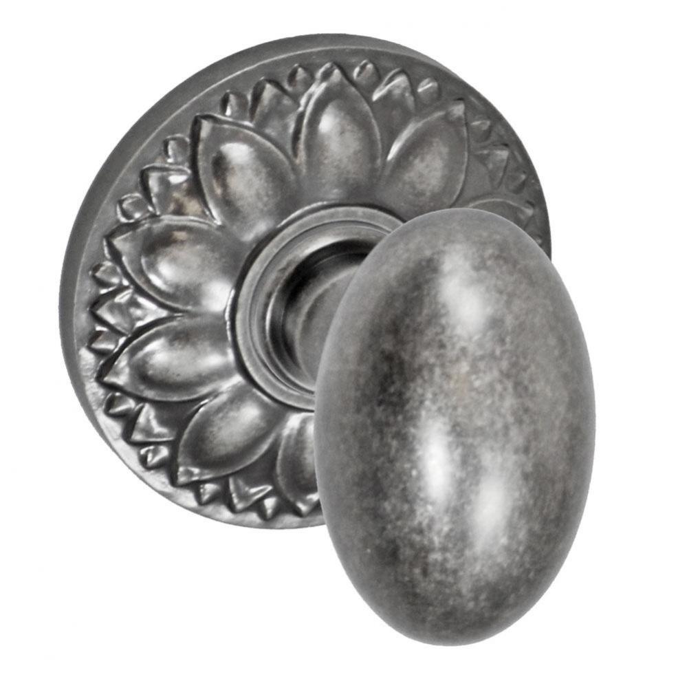 Egg Knob with Floral Rose Passage Set in Antique