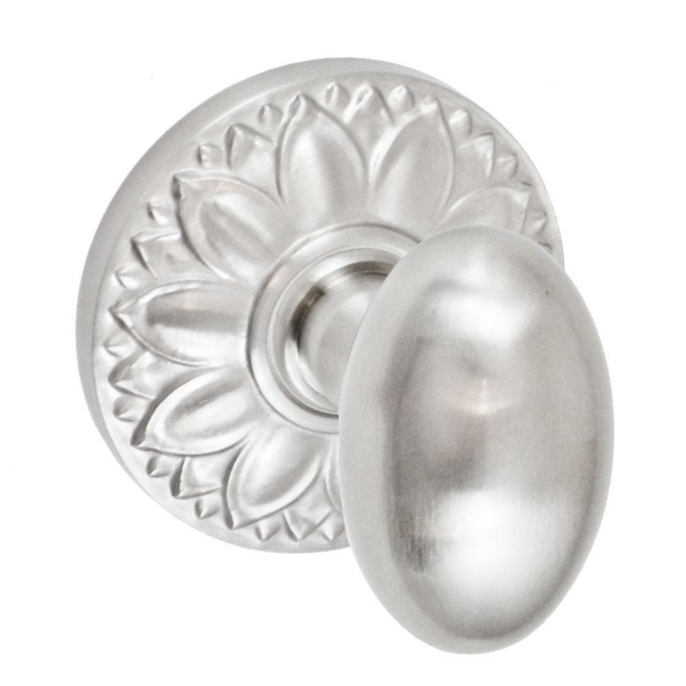 Egg Knob with Floral Rose Privacy Set in Brushed