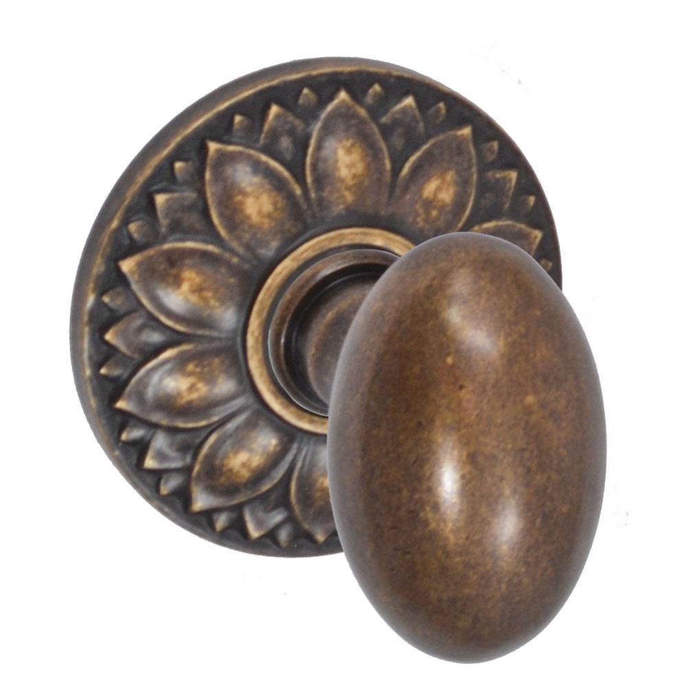 Egg Knob with Floral Rose Privacy Set in Medium