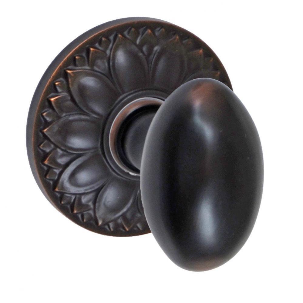 Egg Knob with Floral Rose Passage Set in Oil Rubbed