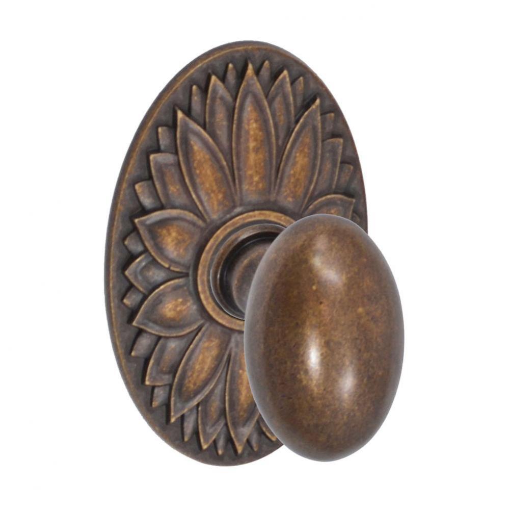 Egg Knob with Oval Floral Rose Passage Set in Medium