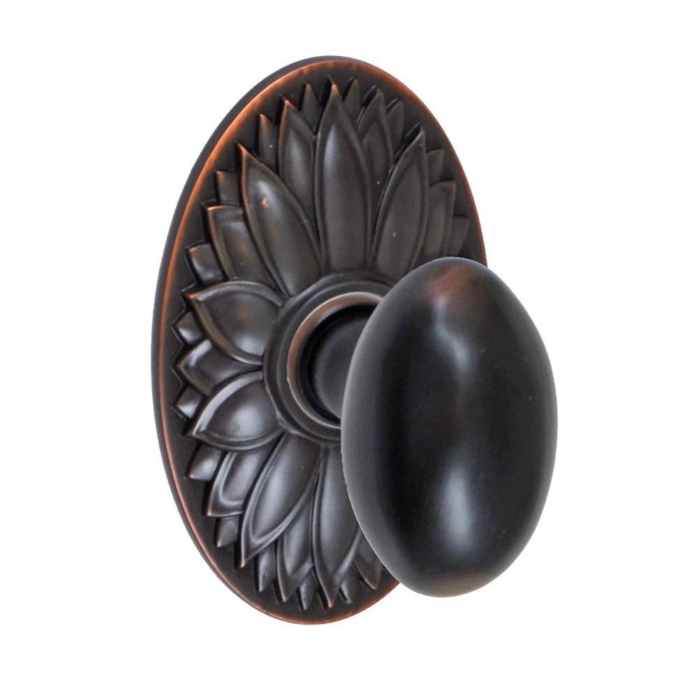 Egg Knob with Oval Floral Rose Dummy Single in Oil Rubbed