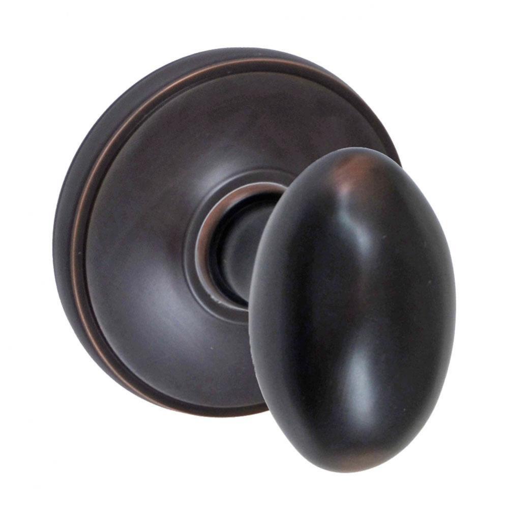 Egg Knob with Cambridge Rose Privacy Set in Oil Rubbed