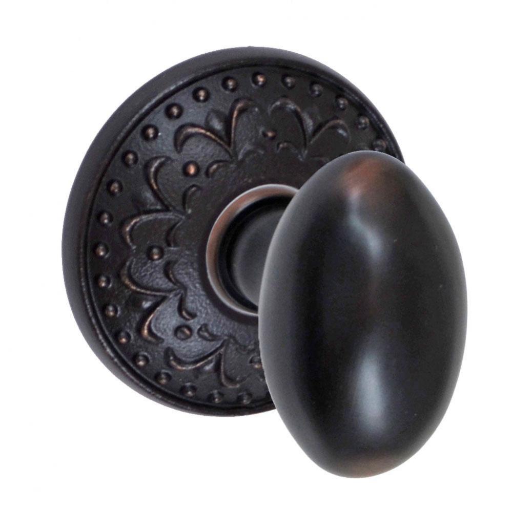Egg Knob with Venice  Rose Passage Set in Oil Rubbed