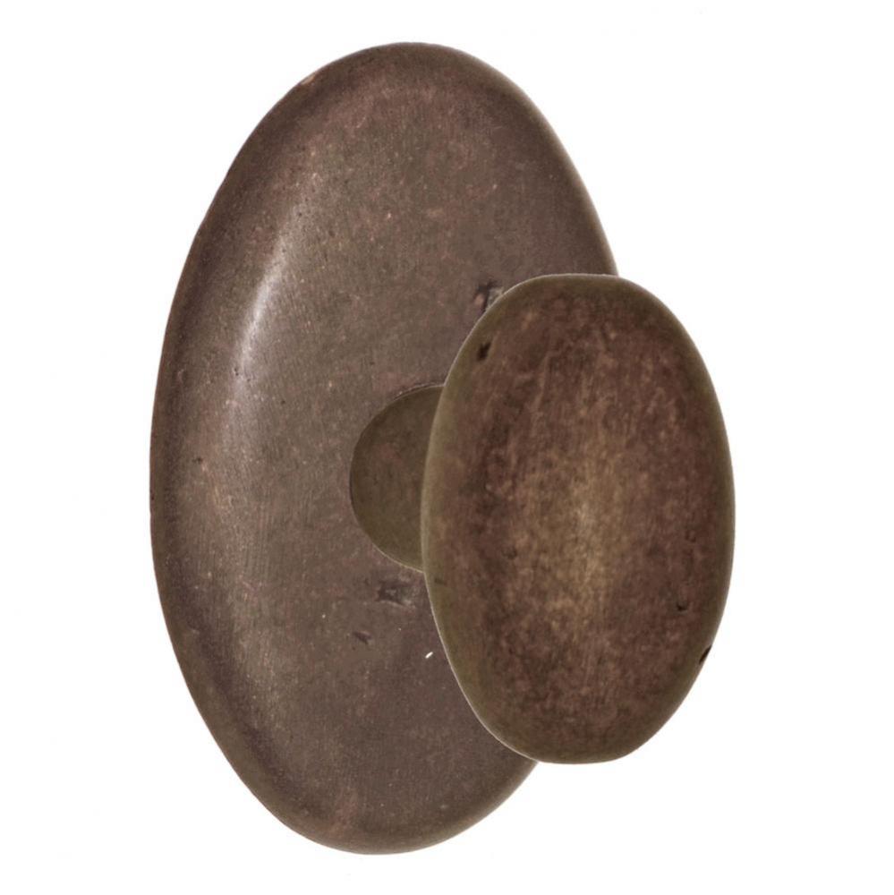 Sandcast Bronze Potato Knob with Sandcast Bronze Oval Rose Privacy Set in Sandcast Medium