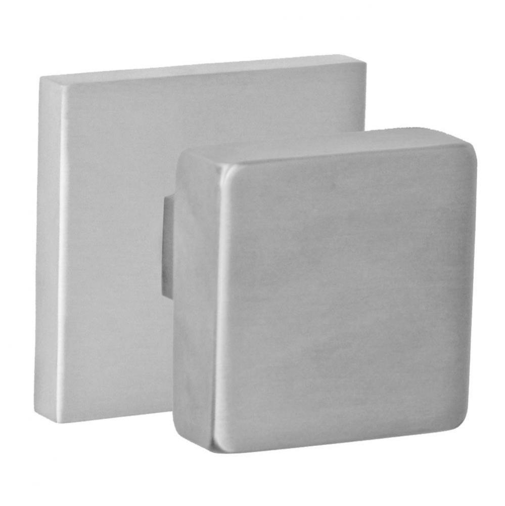 2040 Knob with Square Rose Passage Set in Brushed Stainless