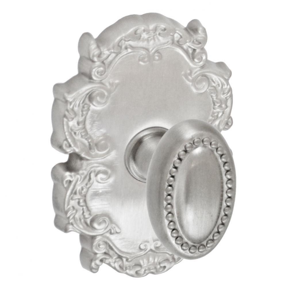 Beaded Egg Knob with Victorian Rose Passage Set in Brushed
