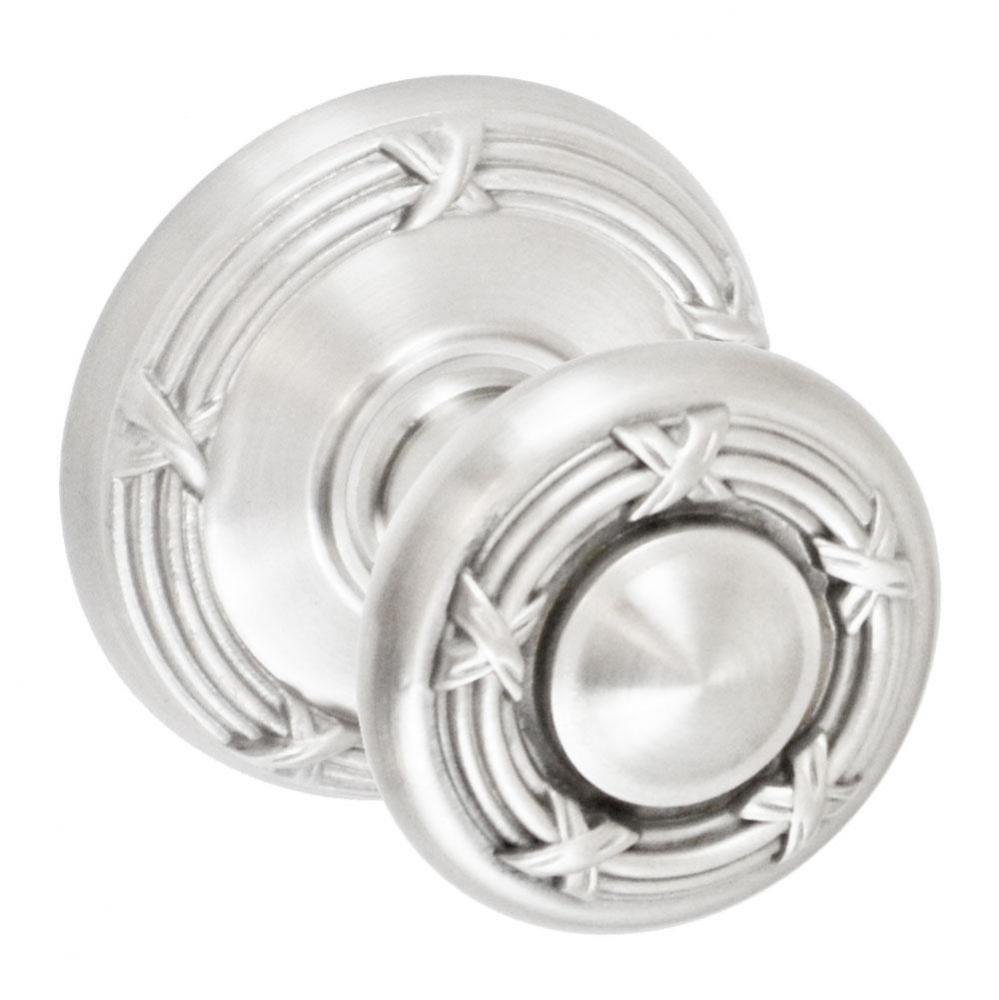 Ribbon and Reed Knob with Ribbon and Reed Rose Passage Set in Brushed