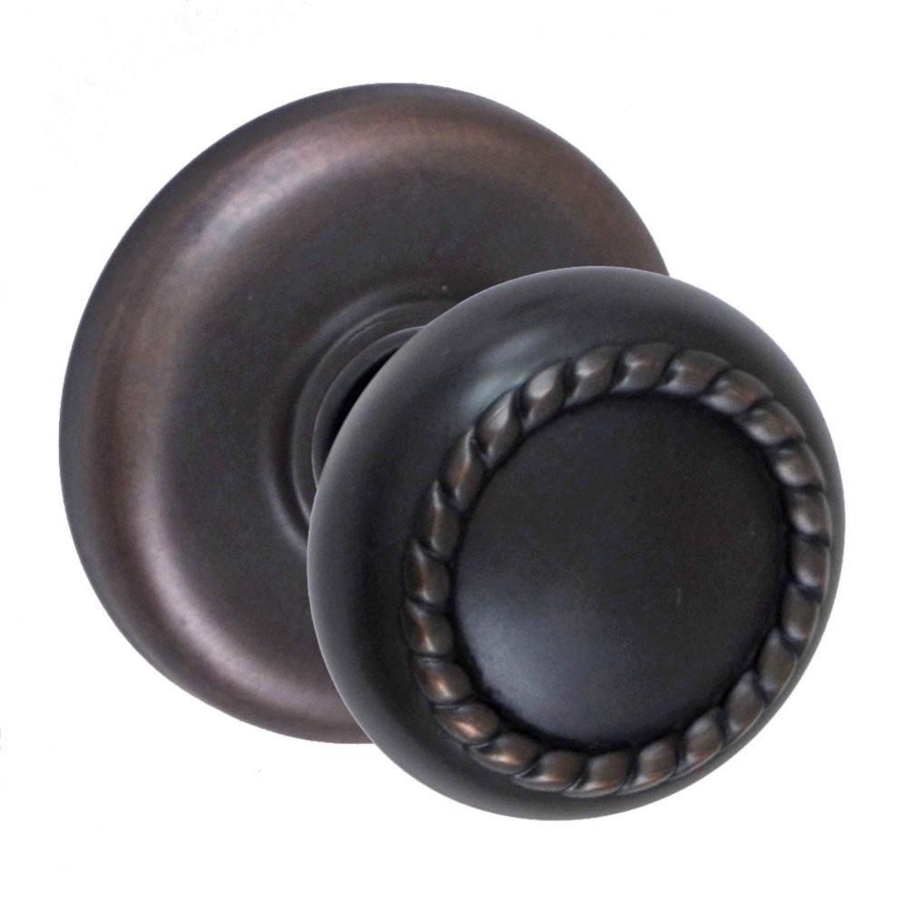 Rope Knob with Radius  Rose Passage Set in Oil Rubbed