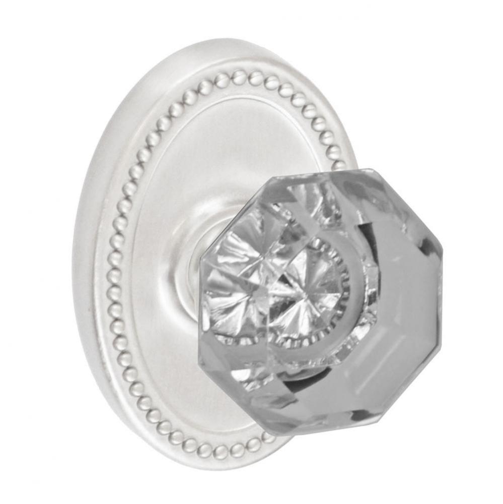 Victorian Clear Knob with Oval Beaded Rose Passage Set in Brushed