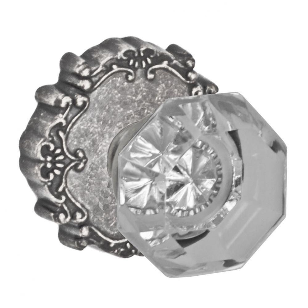 Victorian Clear Knob with Round Victorian Rose Dummy Single in Antique