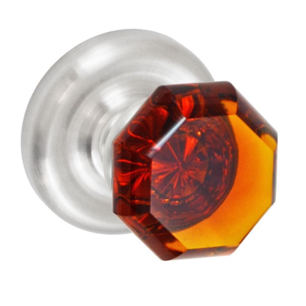 Victorian Amber Knob with Contoured Radius Rose Dummy Single in Brushed