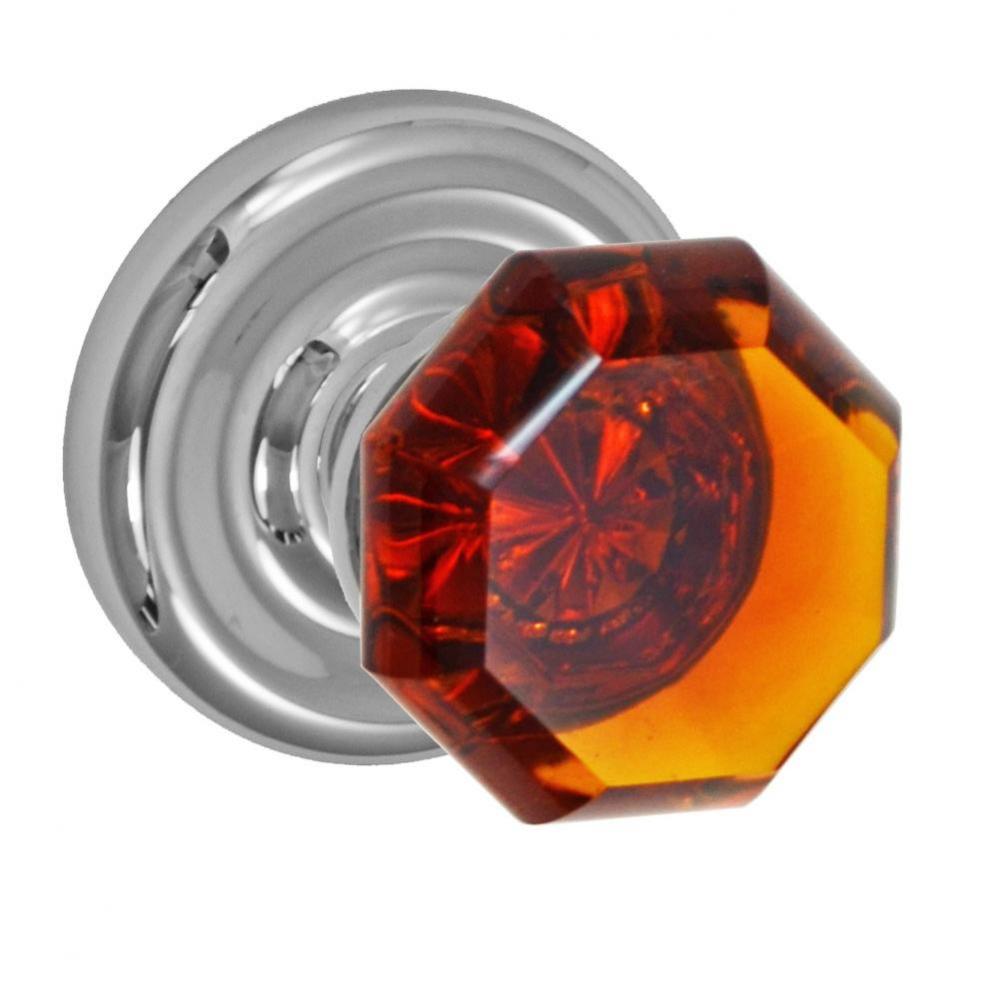 Victorian Amber Knob with Contoured Radius Rose Privacy Set in Polished