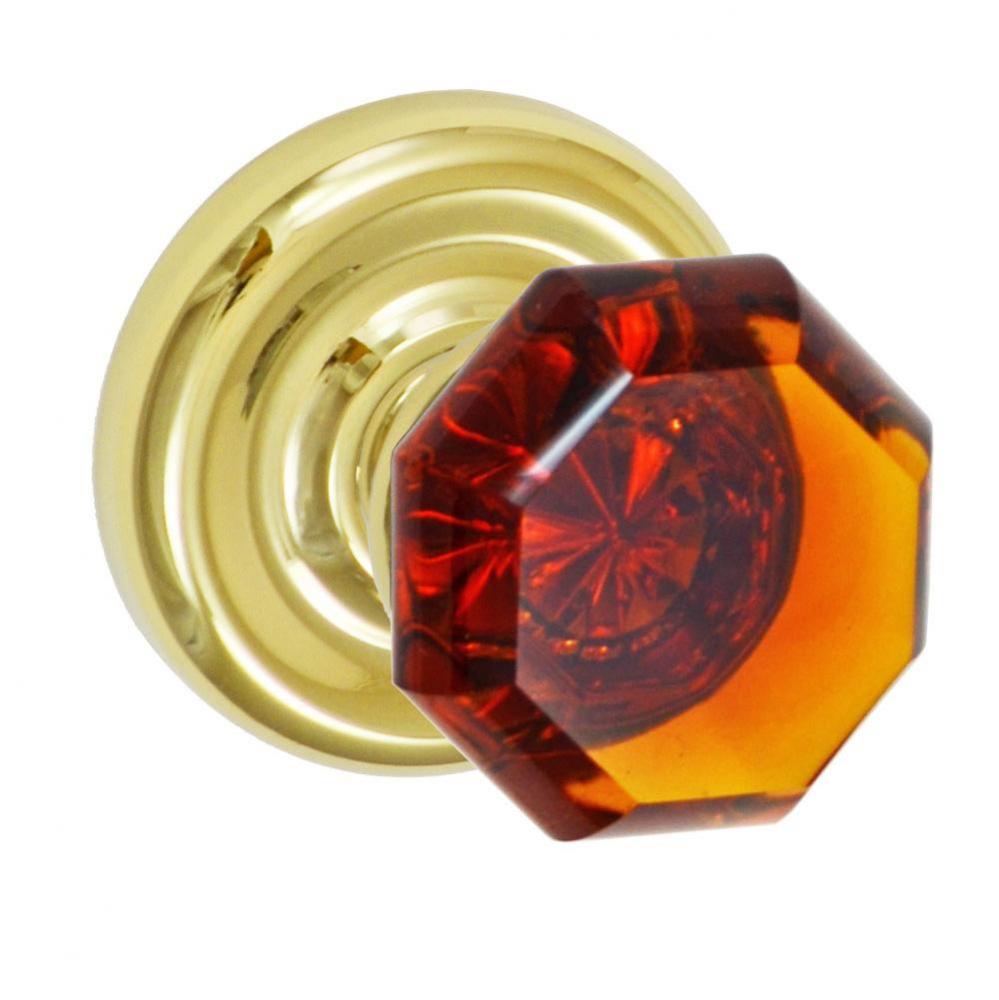 Victorian Amber Knob with Contoured Radius Rose Privacy Set in PVD