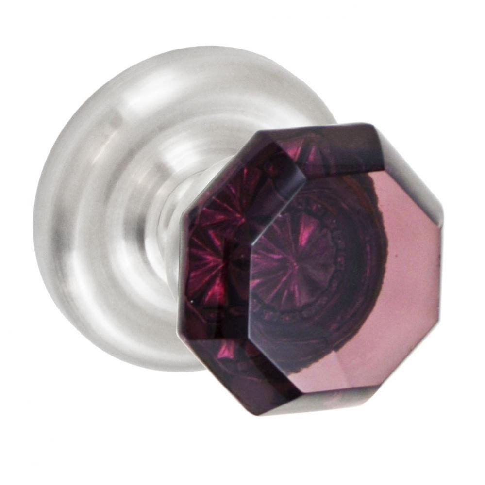 Victorian Violet Knob with Contoured Radius Rose Passage Set in Brushed