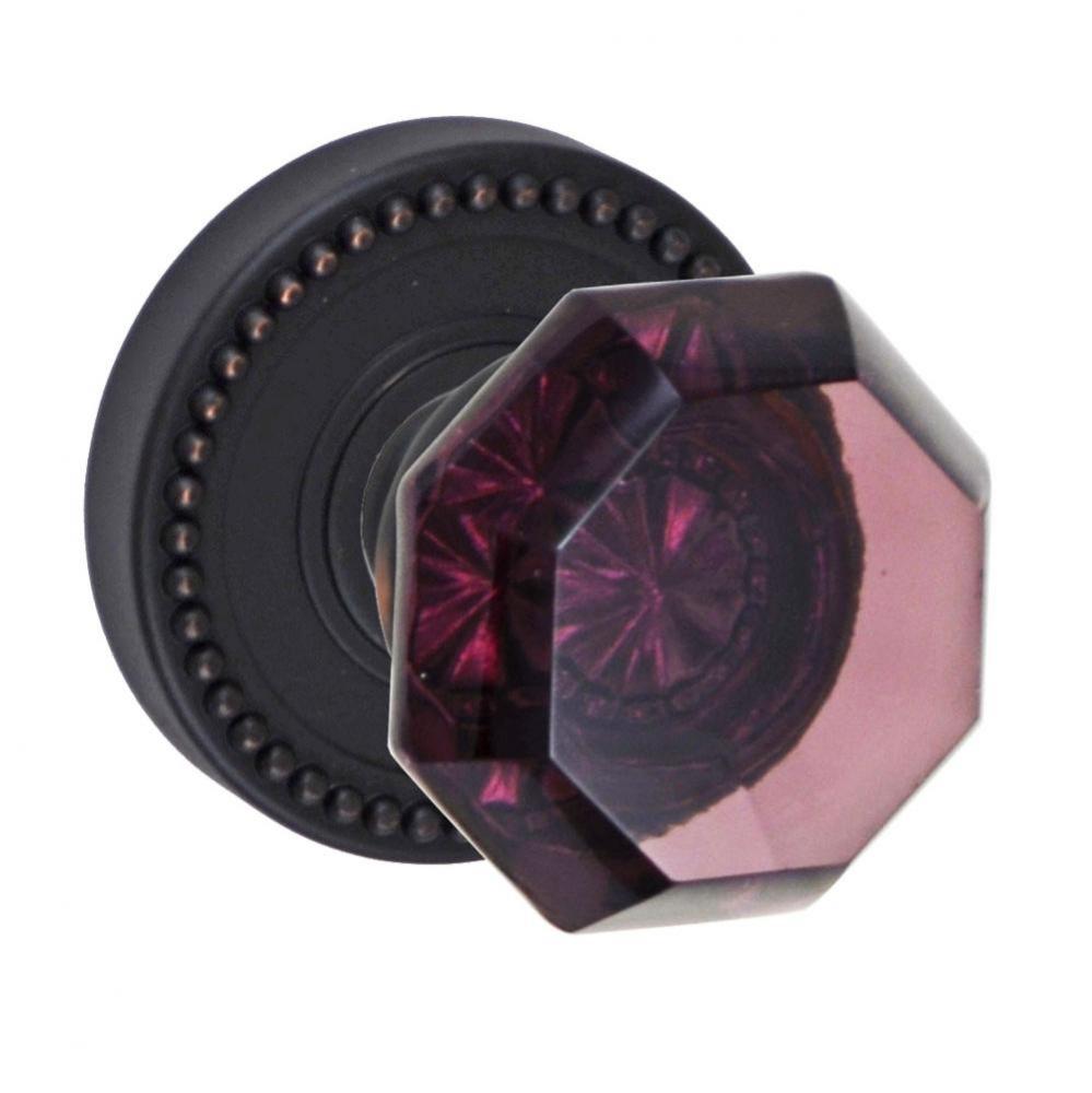 Victorian Violet Knob with Beaded Rose Dummy Single in Oil Rubbed