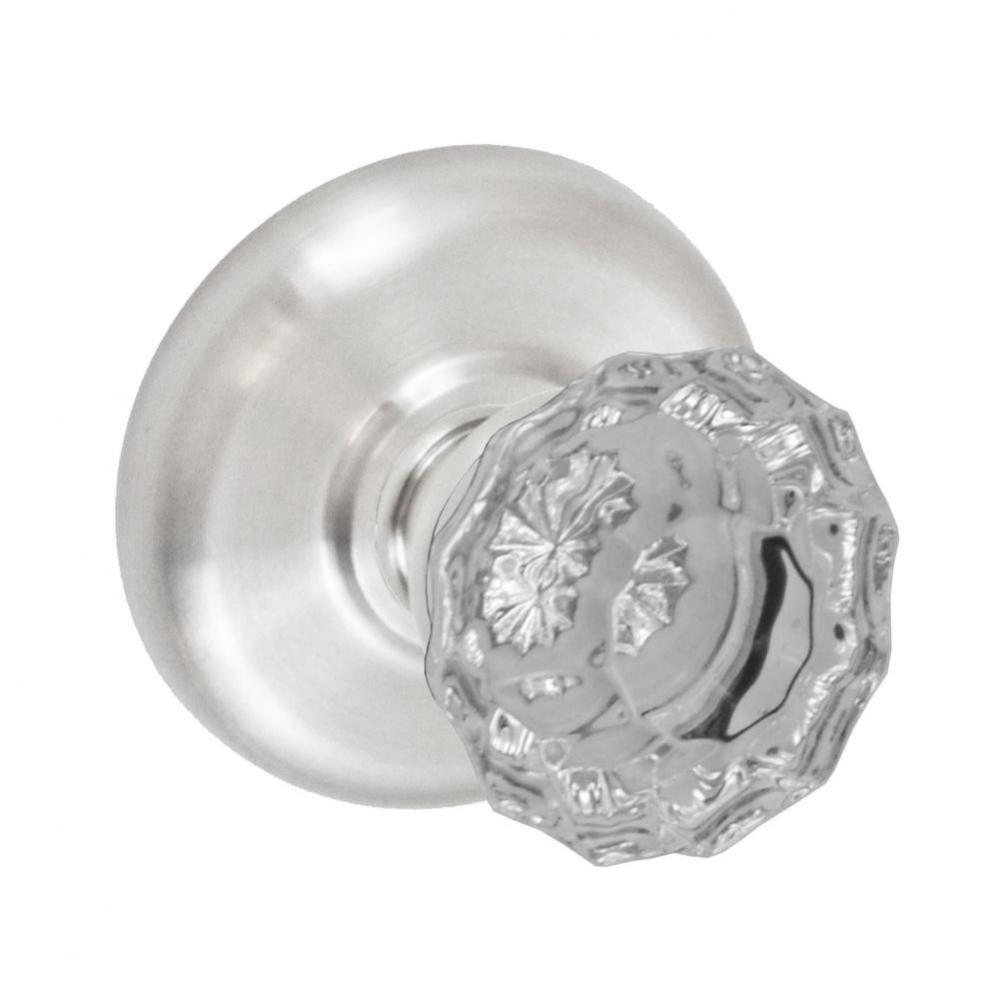 Scalloped Clear Knob with Radius  Rose Dummy Single in Brushed