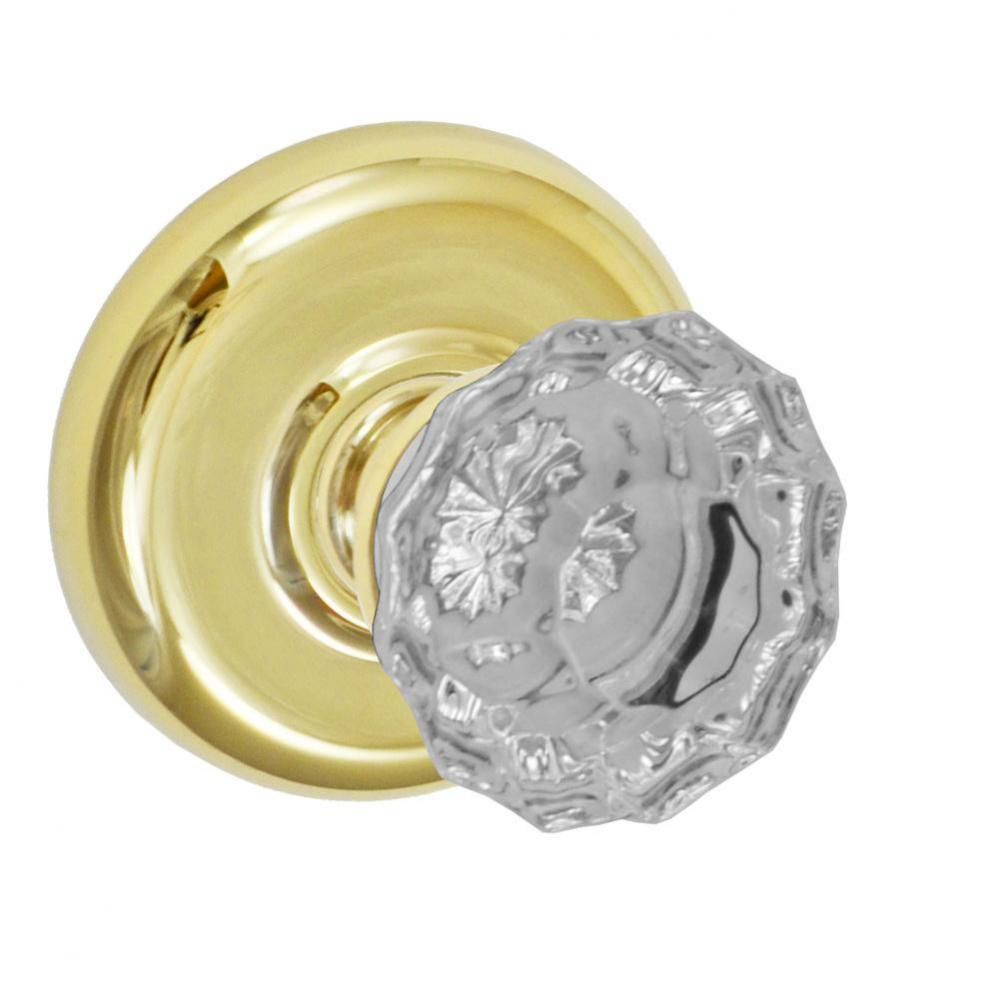 Scalloped Clear Knob with Radius  Rose Privacy Set in PVD