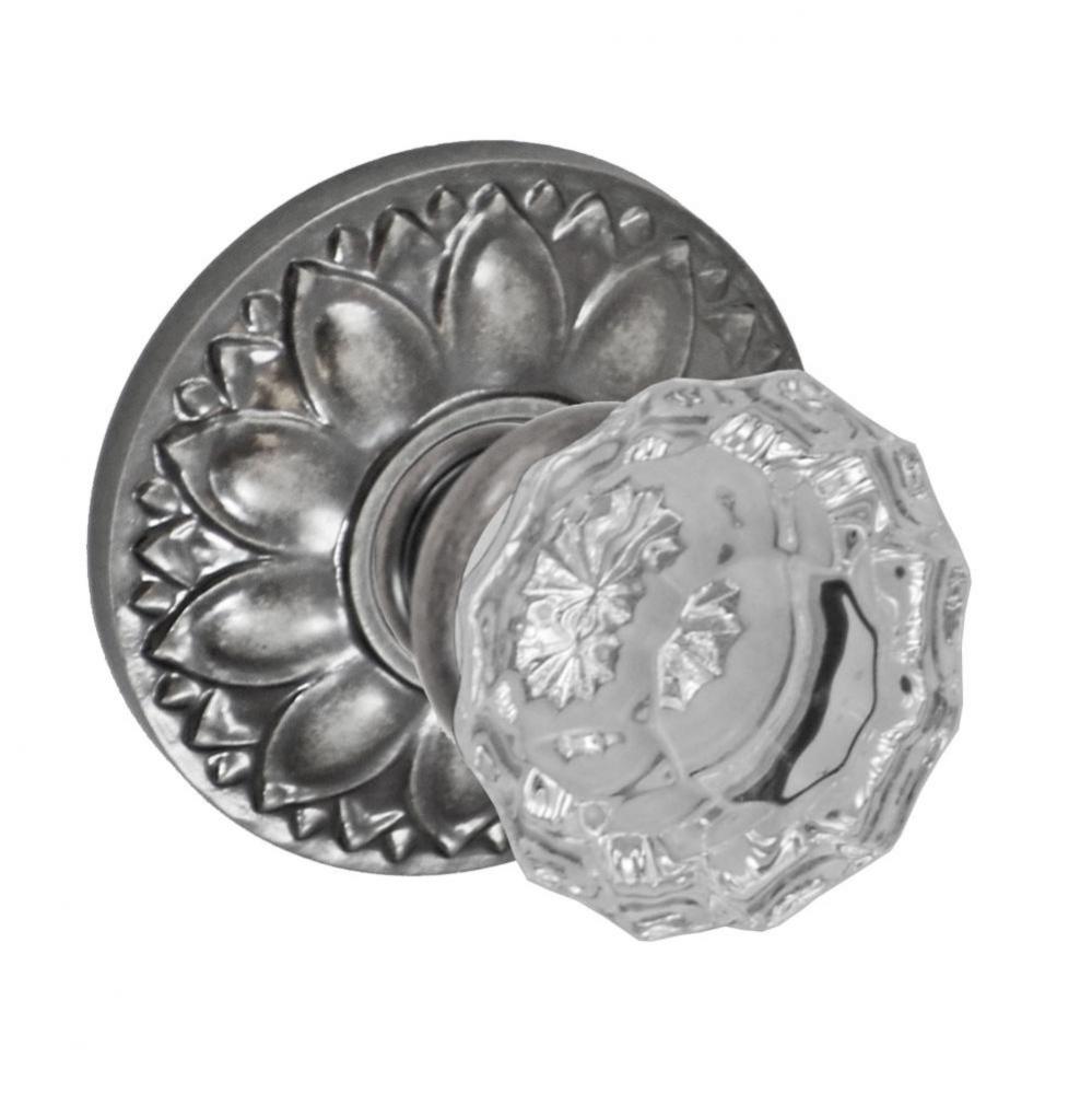 Scalloped Clear Knob with Floral Rose Dummy Single in Antique