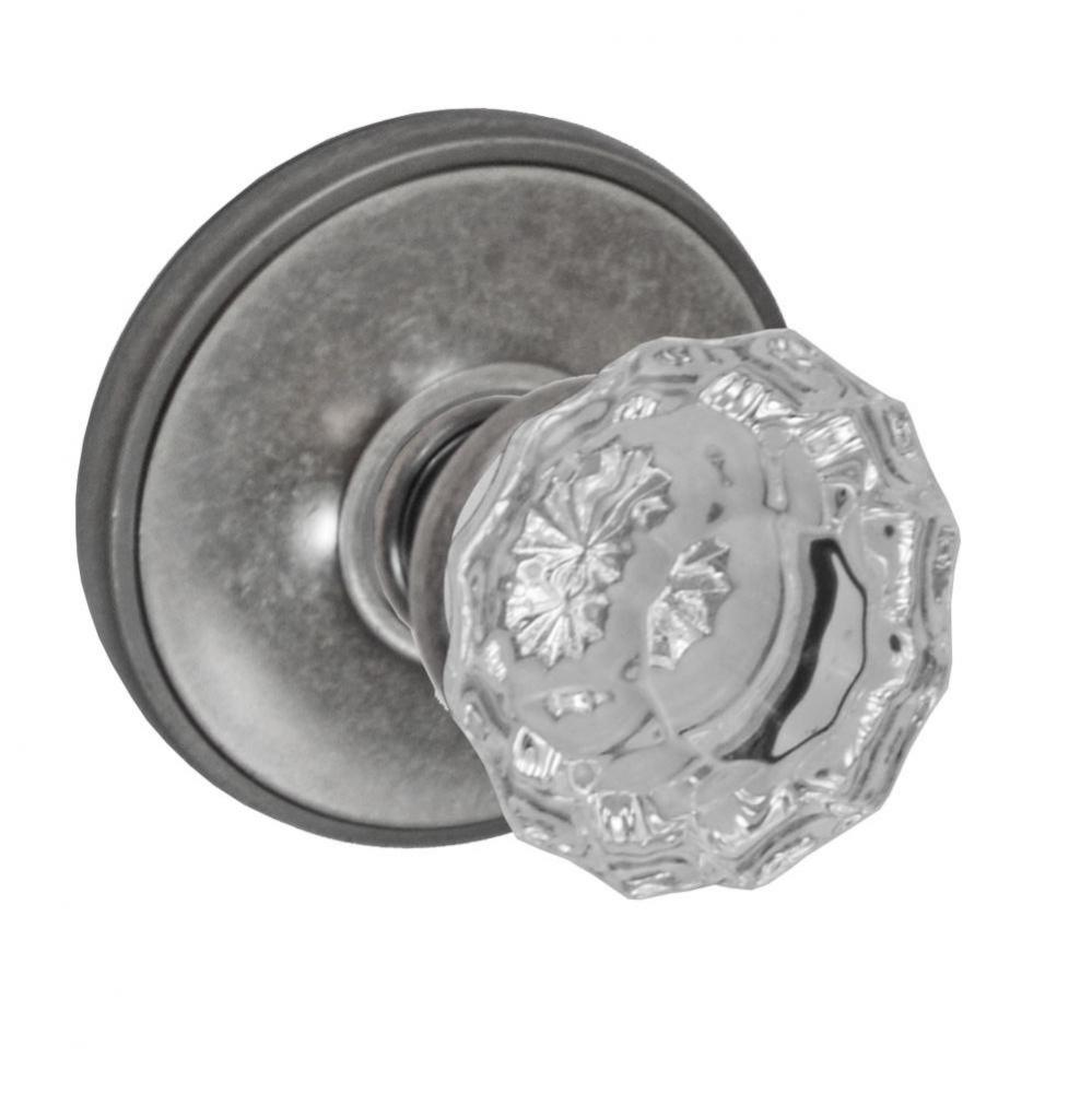 Scalloped Clear Knob with Cambridge Rose Passage Set in Antique