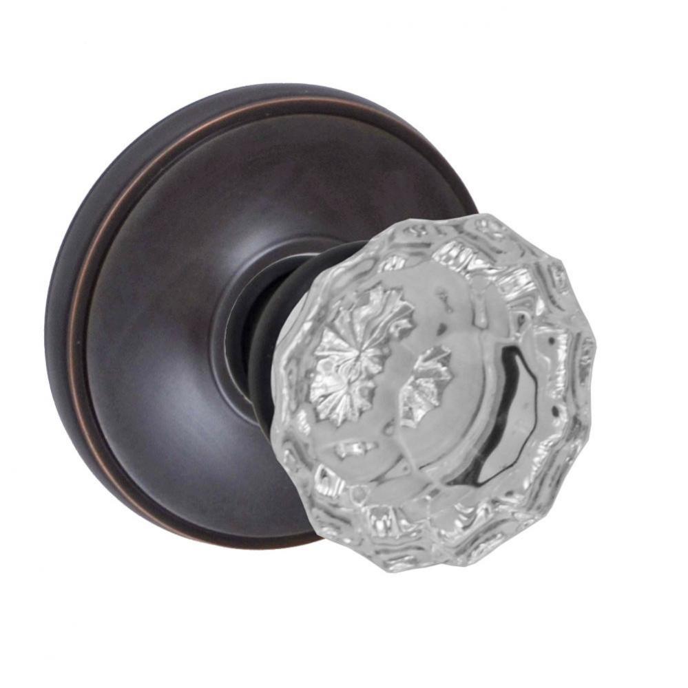 Scalloped Clear Knob with Cambridge Rose Dummy Single in Oil Rubbed