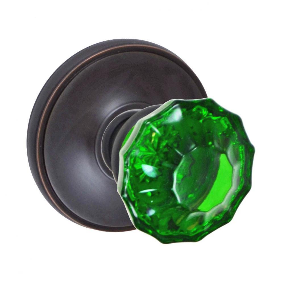 Scalloped Green Knob with Cambridge Rose Passage Set in Oil Rubbed