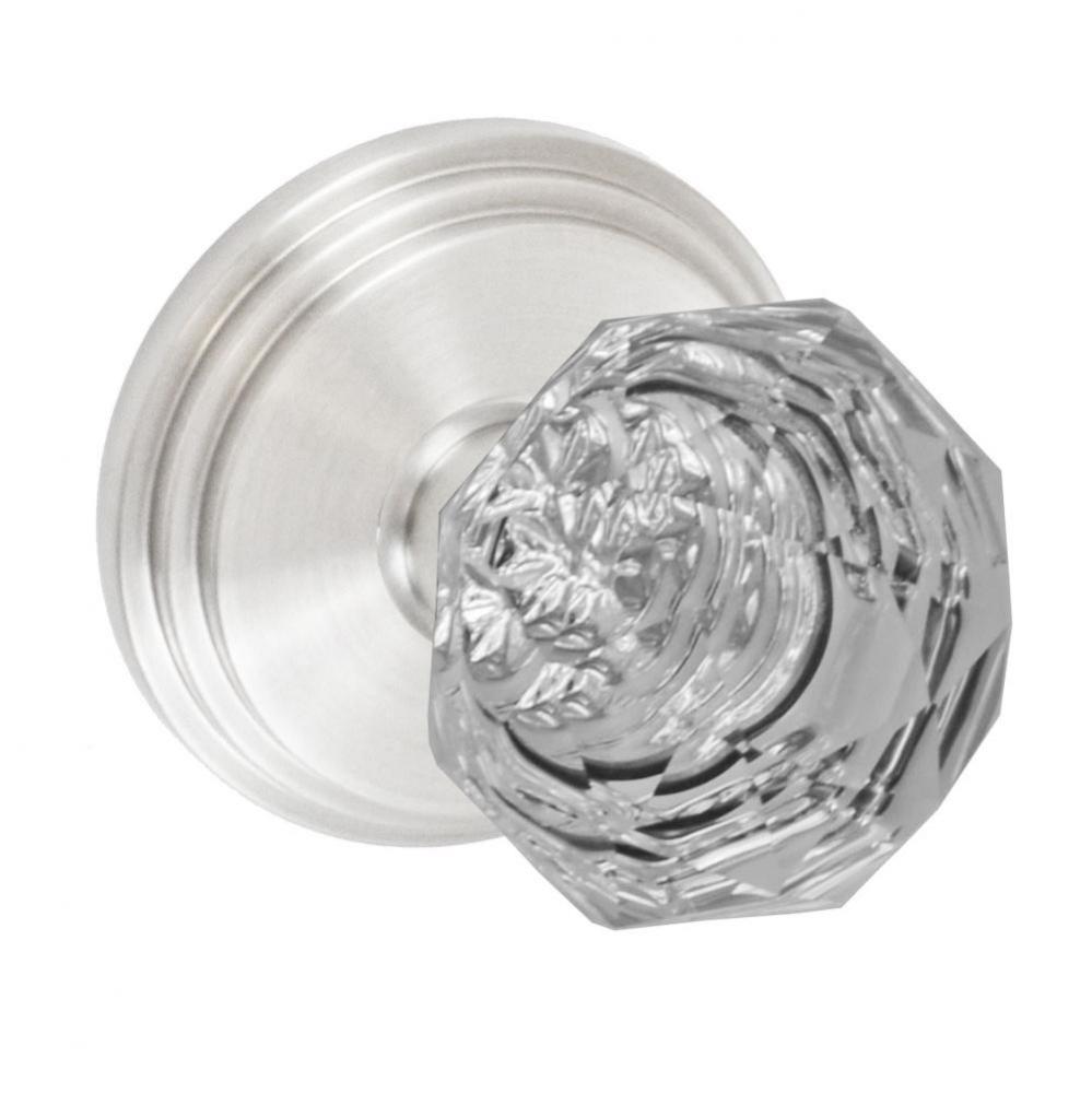 Crystal Clear Knob with Stepped  Rose Dummy Single in Brushed
