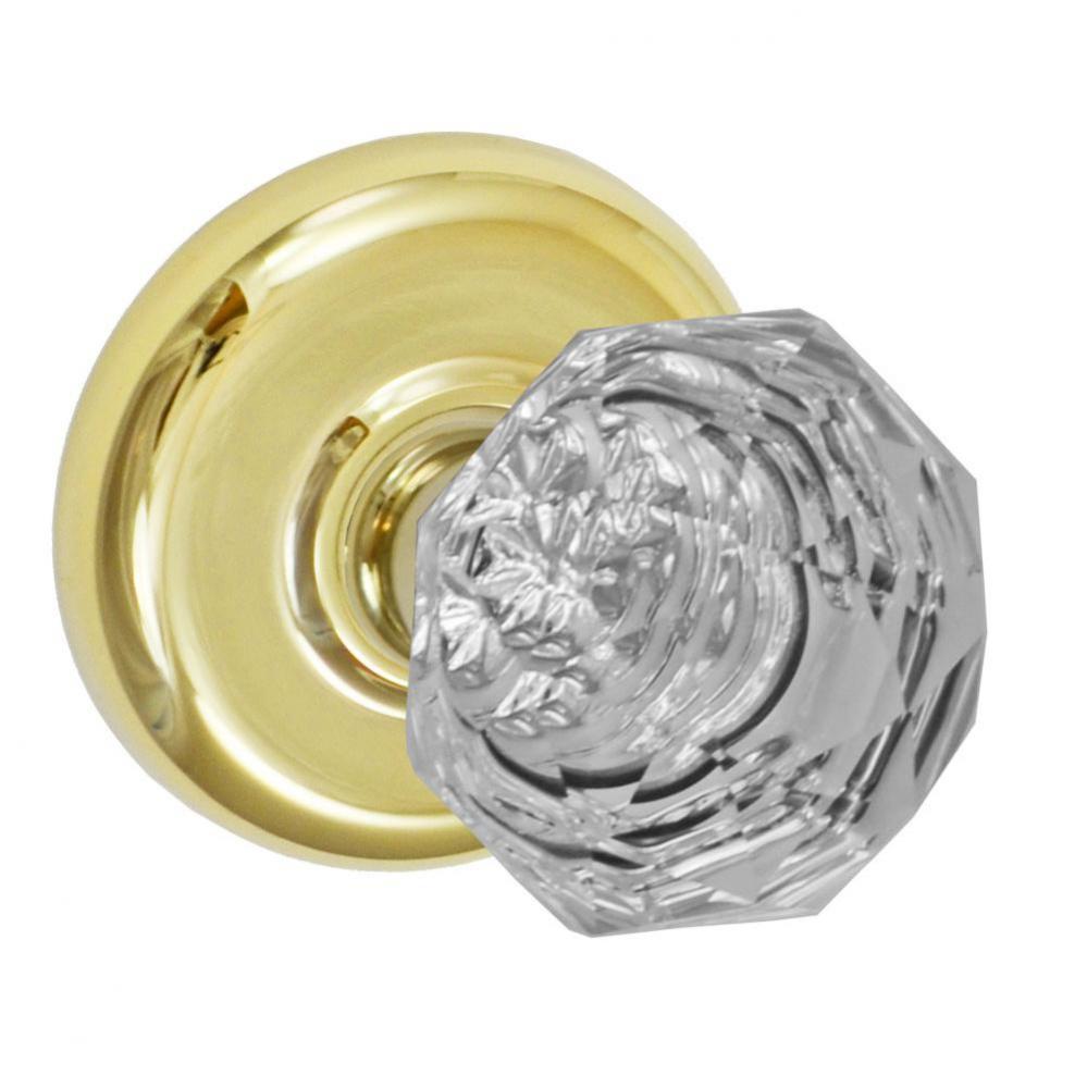 Crystal Clear Knob with Radius  Rose Passage Set in PVD