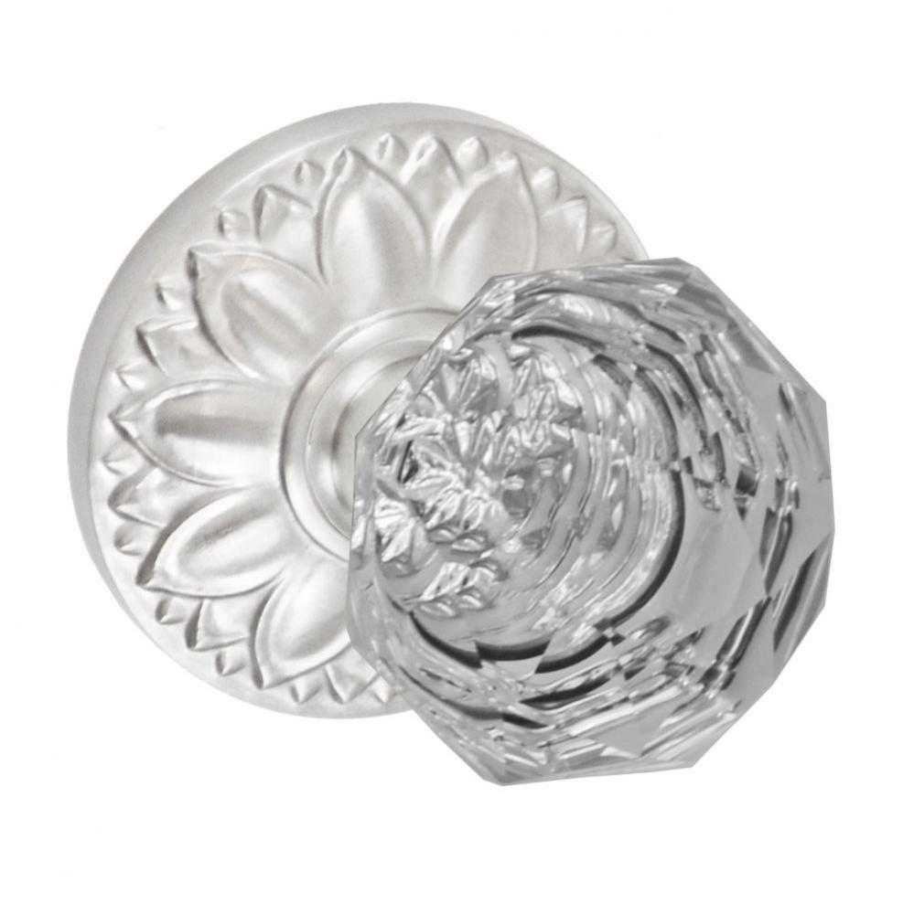 Crystal Clear Knob with Floral Rose Privacy Set in Brushed