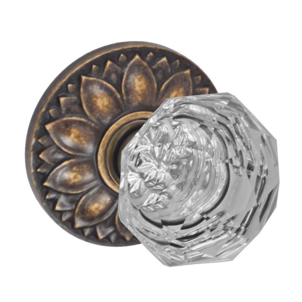Crystal Clear Knob with Floral Rose Privacy Set in Medium