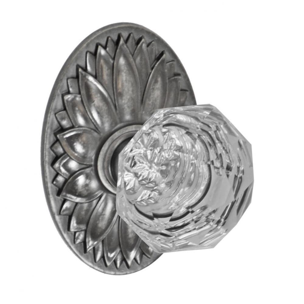 Crystal Clear Knob with Oval Floral Rose Dummy Single in Brushed