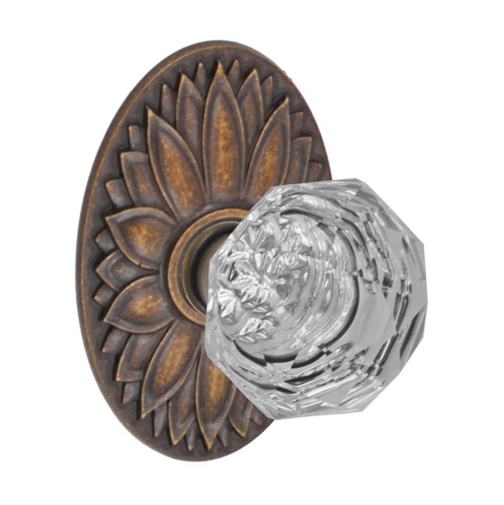 Crystal Clear Knob with Oval Floral Rose Passage Set in Medium